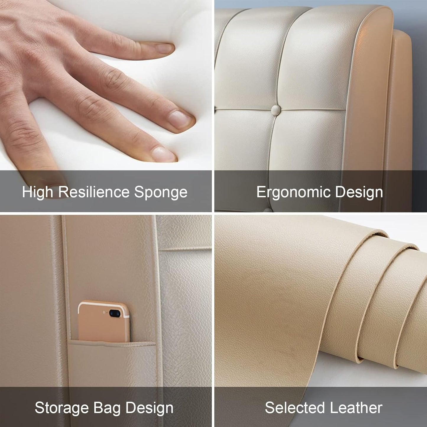 Headboard Bed Backrest Cushion PU Reading Pillow Removable Large Lumbar Support Pad for Home Decoration Sofa Bed Customizable (Color : Milky Size : 200X60X6CM) (Milky 180X60X6CM)