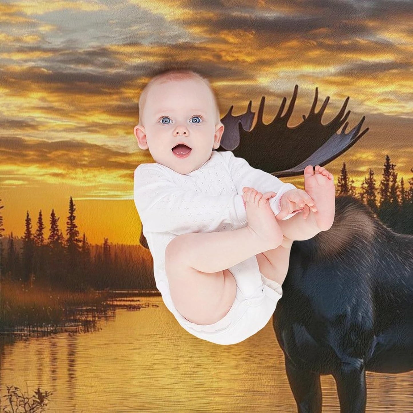 Moose Throw Blanket for Couch Bed Plush Cozy Fuzzy Flannel Blanket for All Season 30"x40"