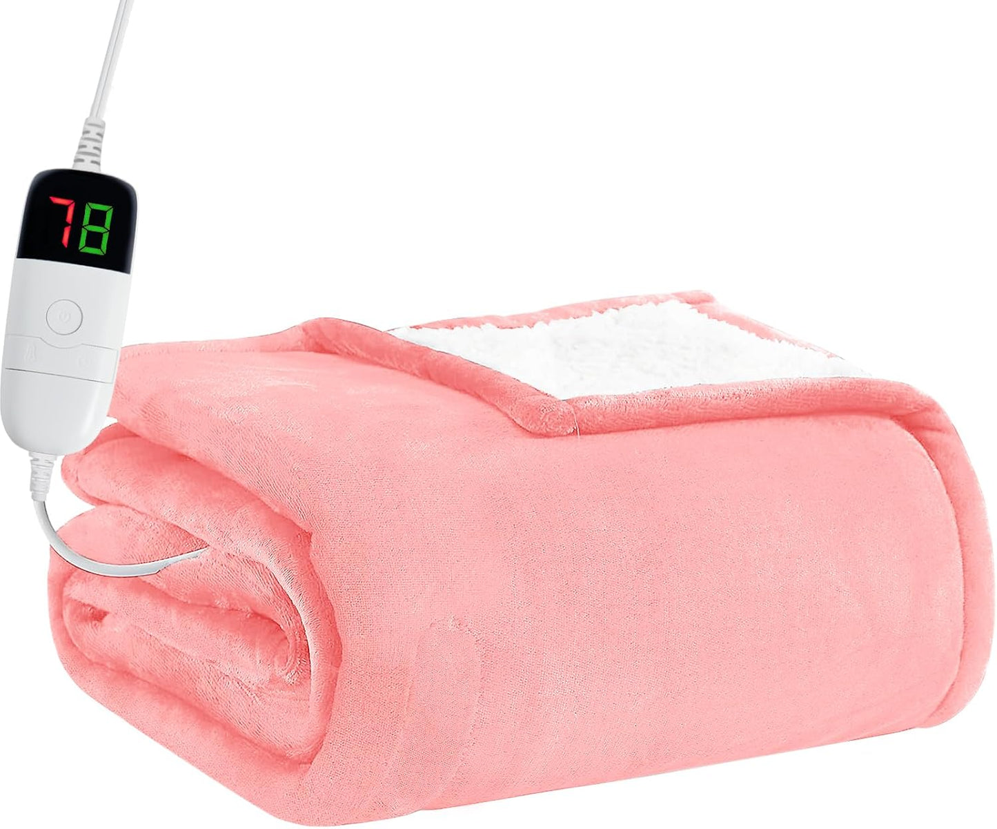 BOMOVA Heated Electric Throw Blanket - 50" x 60" Heating Blanket with 10 Heating Levels & 8 Hours Auto Off, Warm Flannel Blanket, Christmas Birthday Gifts for Women