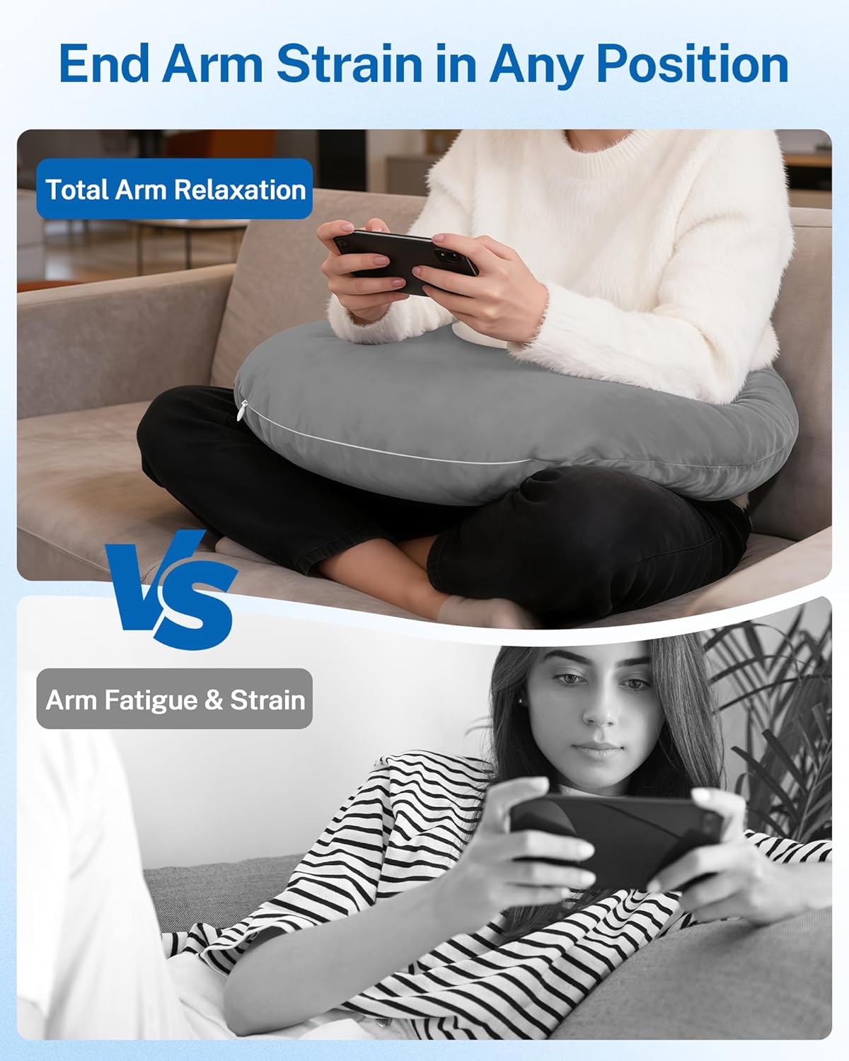 Multi-Use Arm Support Pillow - Ideal for Gaming, Office Work, Reading & Travel, All-Ages Ergonomic Design Helps Relieve Arm Fatigue, Machine Washable & Portable