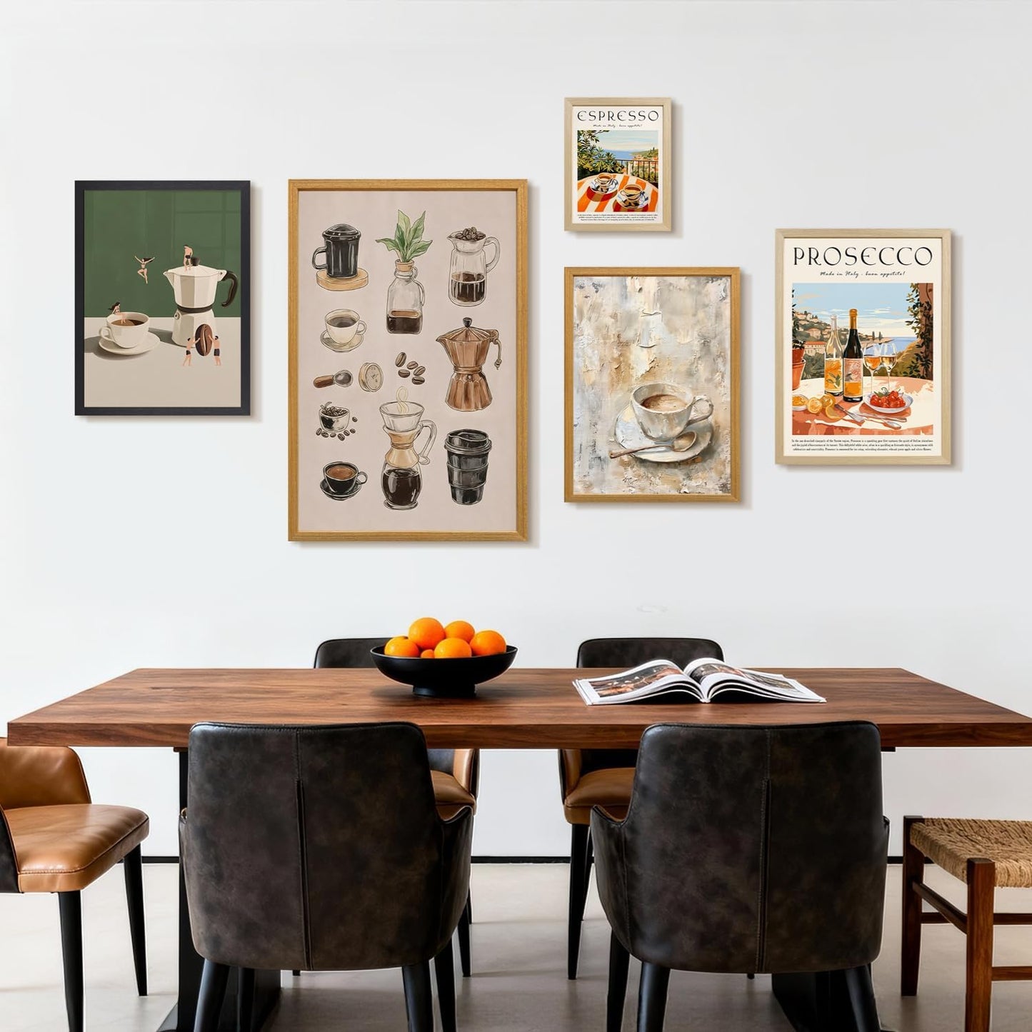 CAZLOUC Vintage Coffee Wall Art, Beige Gray Minimalist Still Life Canvas Painting, Retro Espresso Poster Print, Coffee Lover Gifts for Office Dining Room Cafe Bar Decoration Framed 16x24 Inch