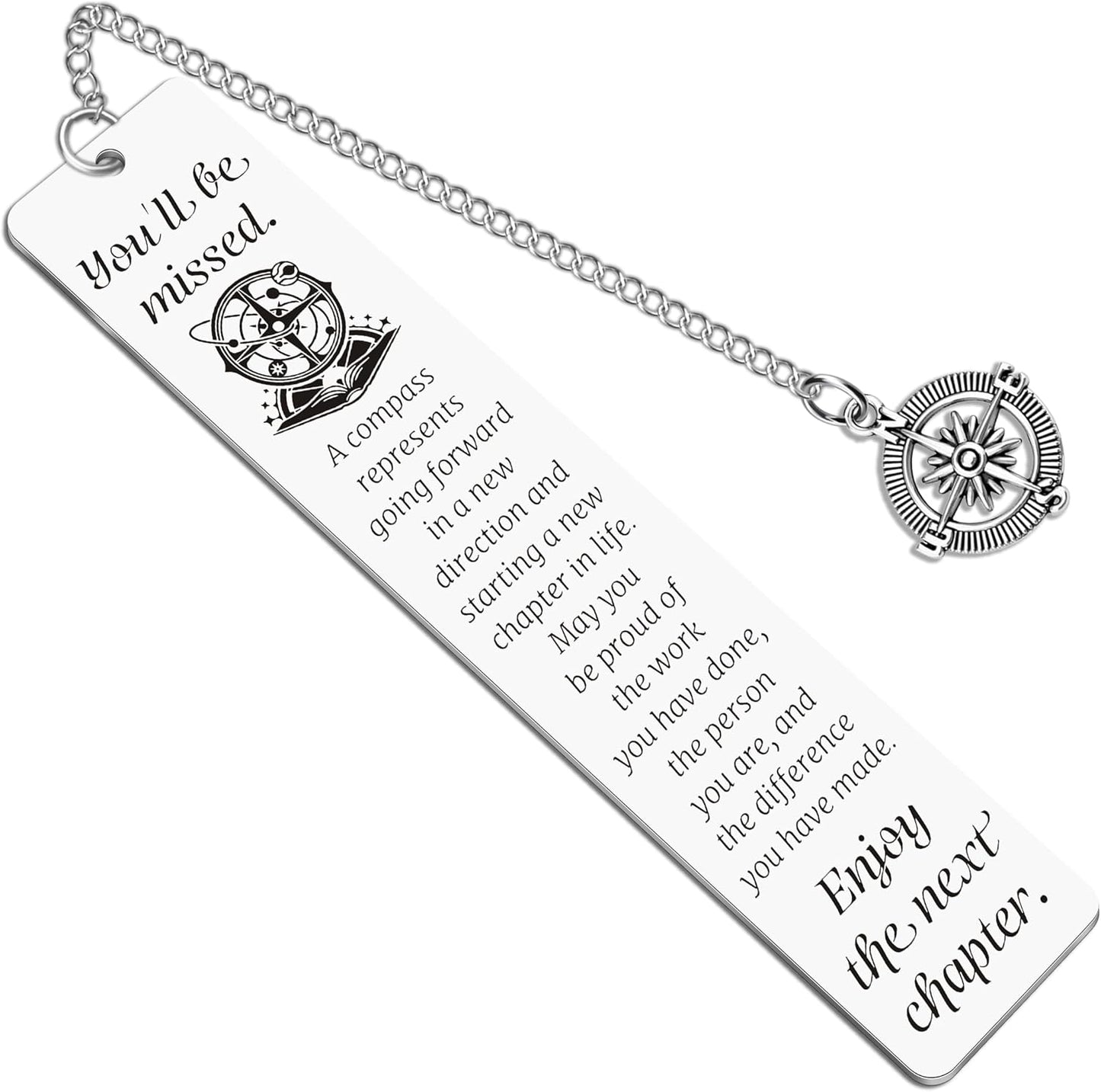 Metal Bookmark Retirement Gifts for Women Men Coworker Leaving Gifts for Women Going Away Goodbye Farewell Gift for Coworkers Friends Employee Compass Bookmarks