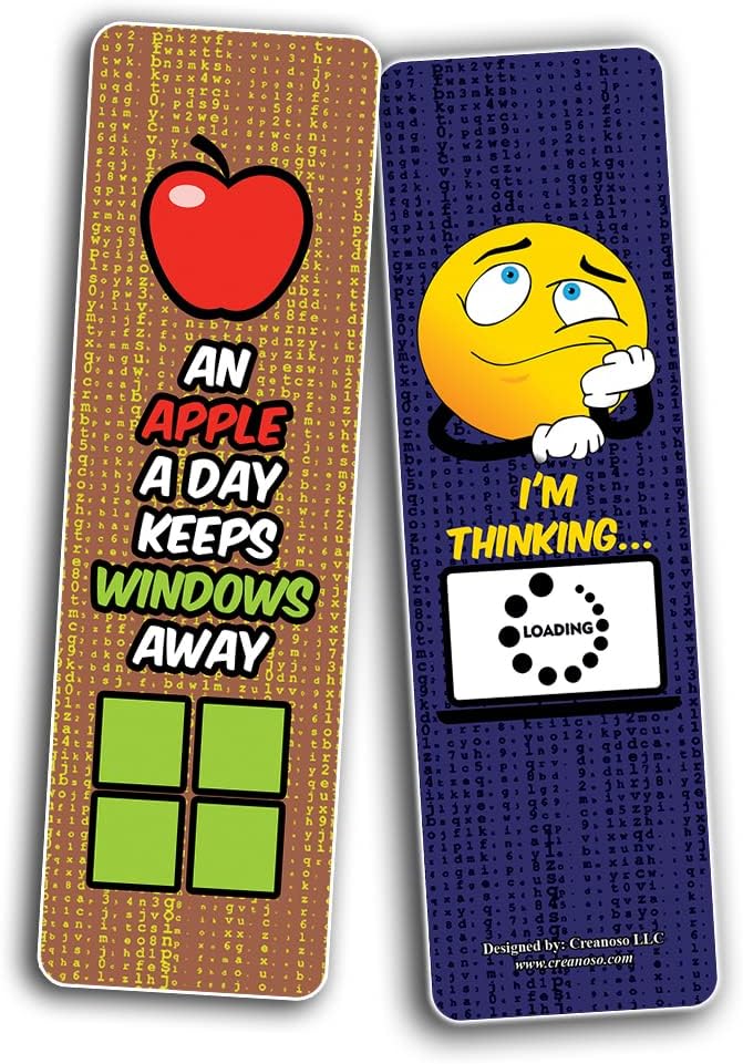 Creanoso Funny Computer Novelty Adult Humor Bookmarks (2-Sets X 6 Cards) – Daily Inspirational Card Set – Interesting Book Page Clippers – Great Gifts for Adults and Professionals