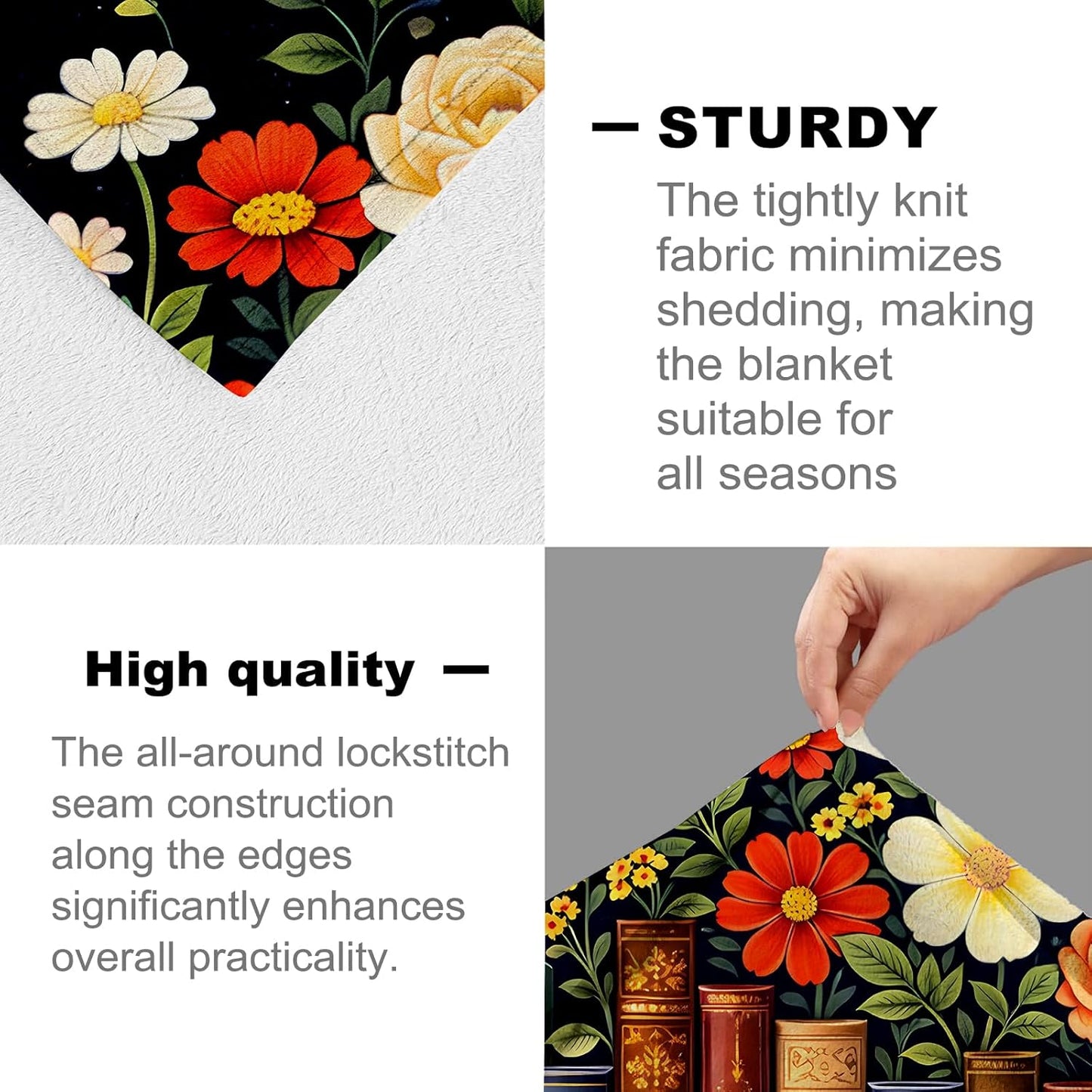 Book and Butterfly Throw Blanket for Book Lovers, Vintage Floral Library Art Flannel Throws Blankets, Reading Garden Gifts, Soft Warm Cozy for Sofa Couch Bed Home Decor 60" x 50"