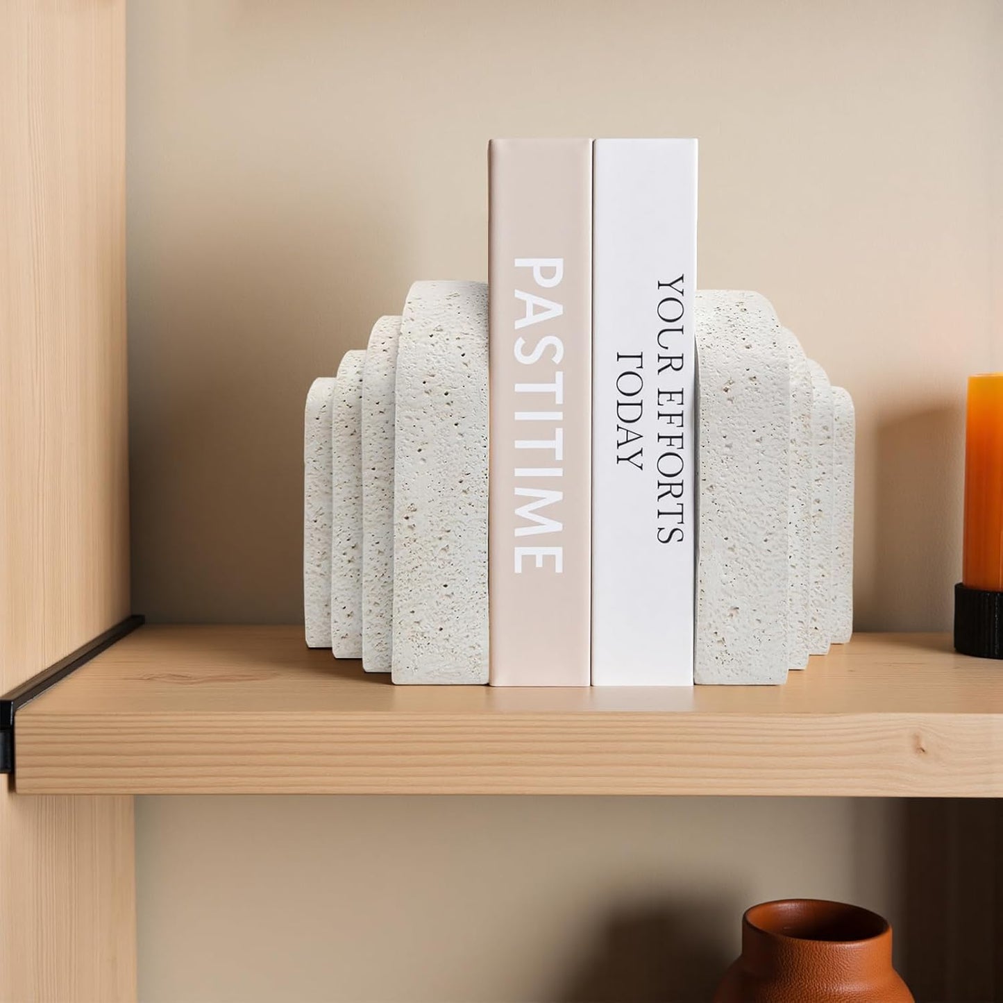 Modern Decorative Bookends for Shelves – Heavy Duty Book Ends, Stylish Bookshelf Decor, Minimalist Home Office Organizer, Functional Book Holders (Set of 2)