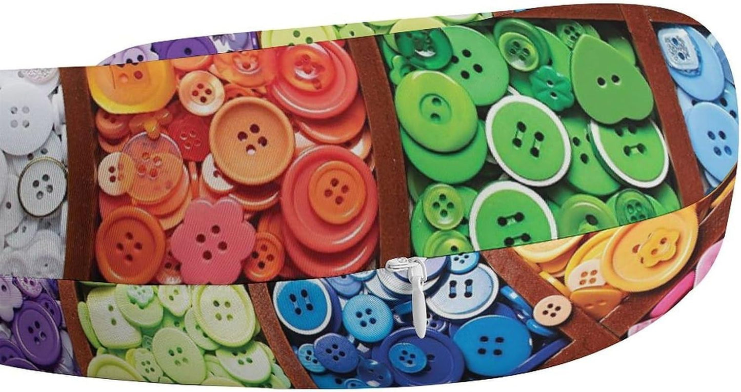 Colorful Buttons Neck Pillow Memory Foam U Shaped Pillows Portable Pillows for Shoulder Travel Head Support Pillow with Concealed Zipper for Airplane Car Home Office