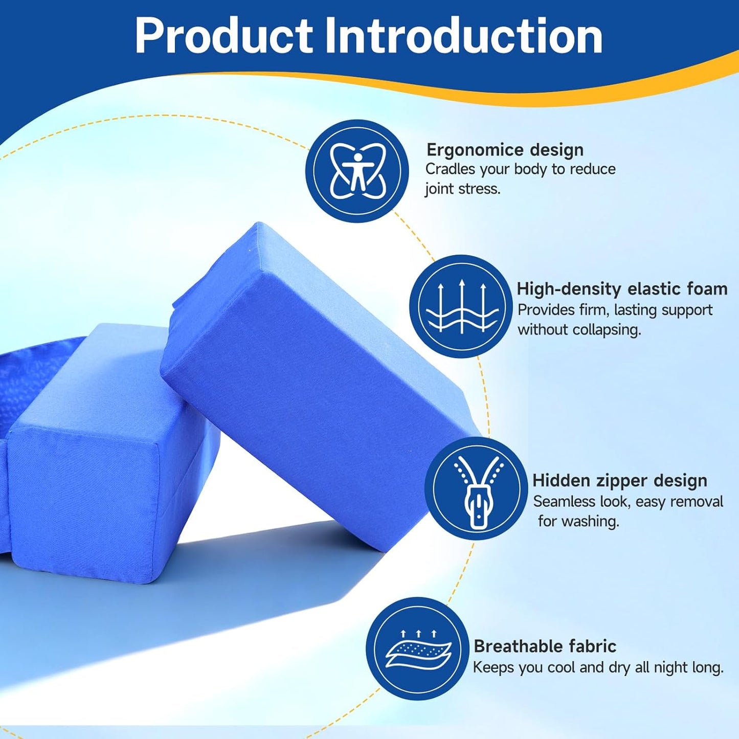 Arm Support Pillow with Gel Pack, Wedge Elevation Pillow for Wrist Elbow Rest, Memory Foam Contoured Arm Cushion for Bed Sleeping