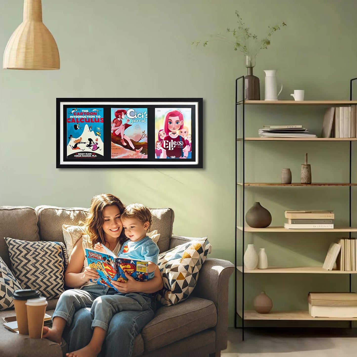 Comic Book Storage,Comic Book Shadow Box,3 Magazine Display Stand,Wooden Comic Book Fame,Sports Magazine Frame for 8.5'' x 11.25'' Comics/Magazines, with Black Core Matting, with Installed Hangers.