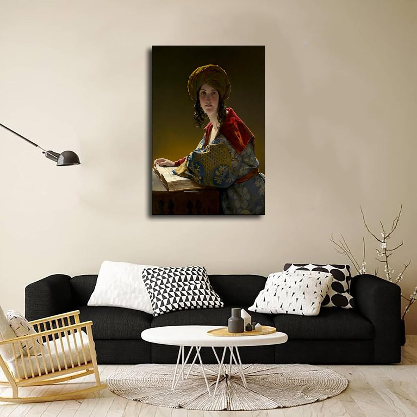 Friedrich Von Amerling,The Young Eastern Woman,Reading A Poster Canvas Pictures Print Wall Art for Living Room Bedroom Bathroom Preppy Dorm Home Decor (12x18inch Unframed)