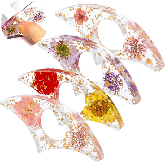 4 Pieces Dried Flower Resin Book Page Holder Thumb Book Holder Reading Accessories Thumb Book Page Holder for Book Lovers Teachers and Students