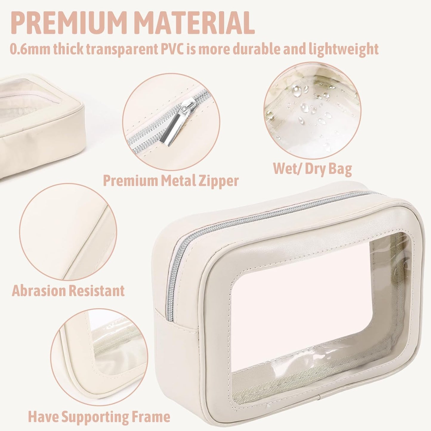 5PCS Diaper Bag Organizer Pouch Set, TSA Approved Toiletry Bag，Clear Waterproof TPU Makeup Bag Set Travel Organizer Bags for Women and Kids,Mothers Day Gifts