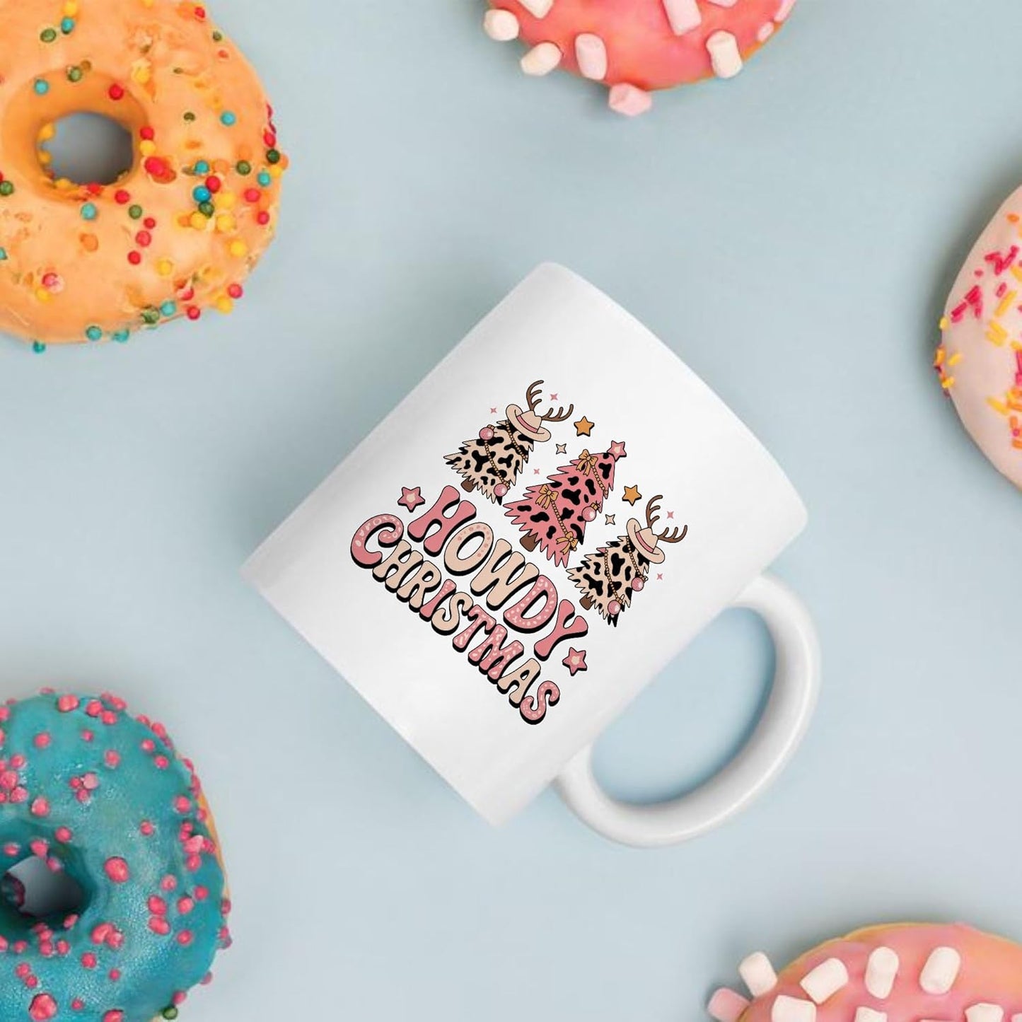 Funny Leopard Tree Howdy Christmas White Mugs, 11oz 15oz Drinking Cups, Kitchen Décor, Gifts For Book Lovers