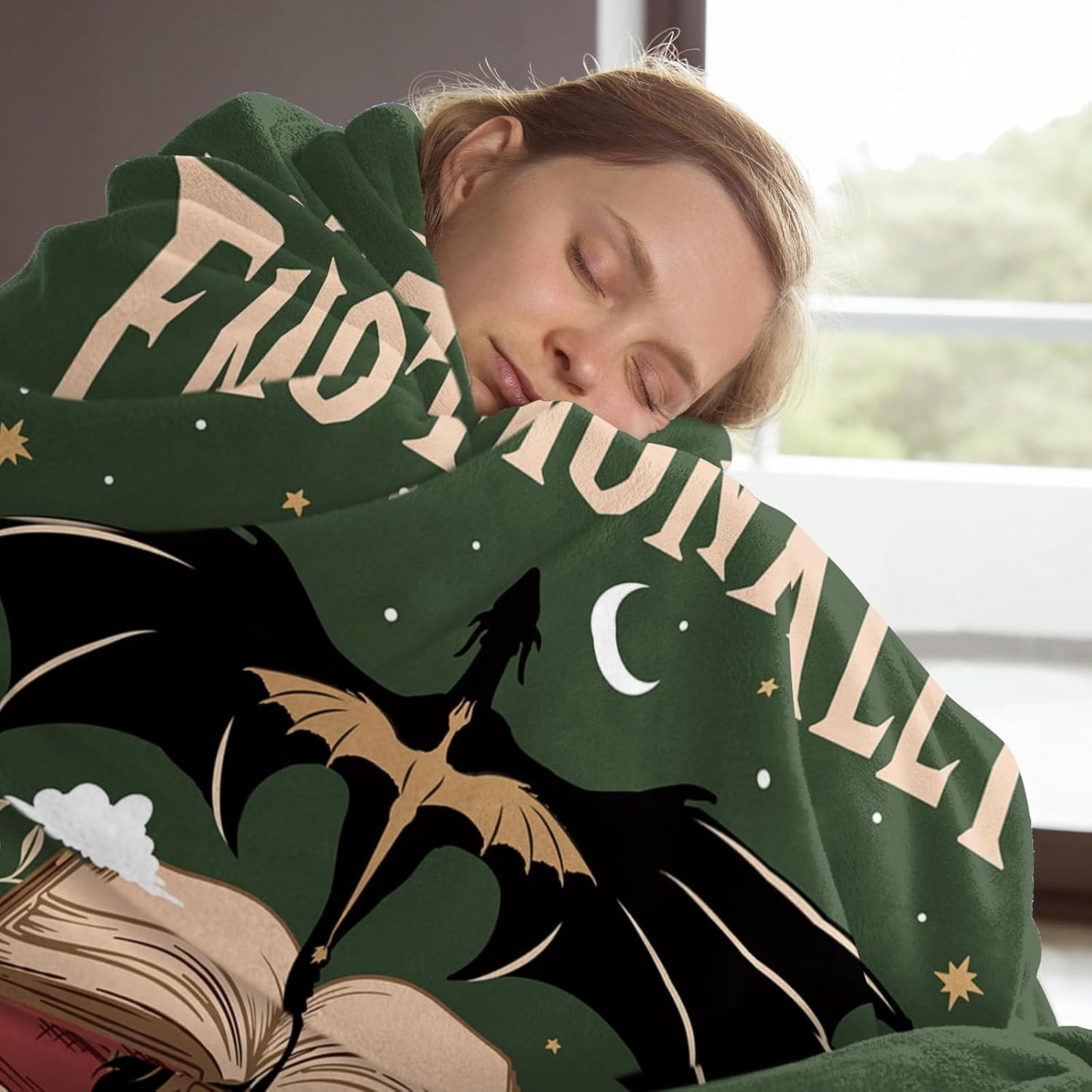 Fantasy Book Lovers Gifts, Bookish Gifts for Woman Men- Gragon Lovers Blanket, Functional Reading Gifts for Readers, Librarian, Book Nerd, Bookworm, Bookish Dragon Throw Blanket 60" x 50"