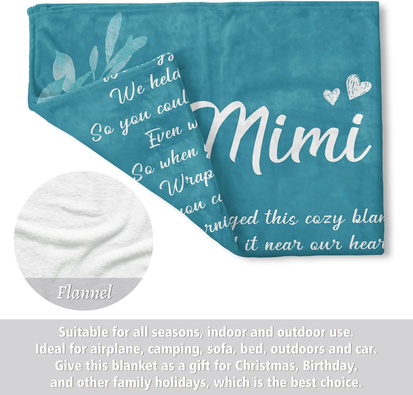 Afterprints Mimi Gifts Blanket, Birthday Gifts for Mimi, Mimi Gifts for Grandma, Soft Flannel Throw Blankets 50" x 60"