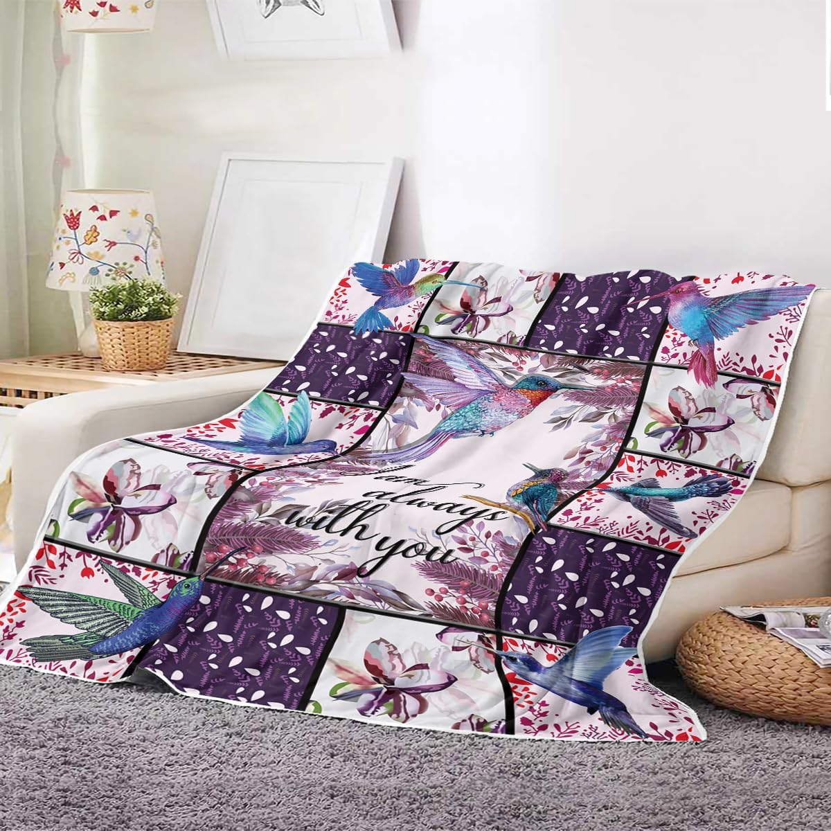I Am Always with You Hummingbird Blankets Soft Warm Fleece Hummingbird Throw Blankets for Kids and Adults Hummingbird Gifts for Women and Girls