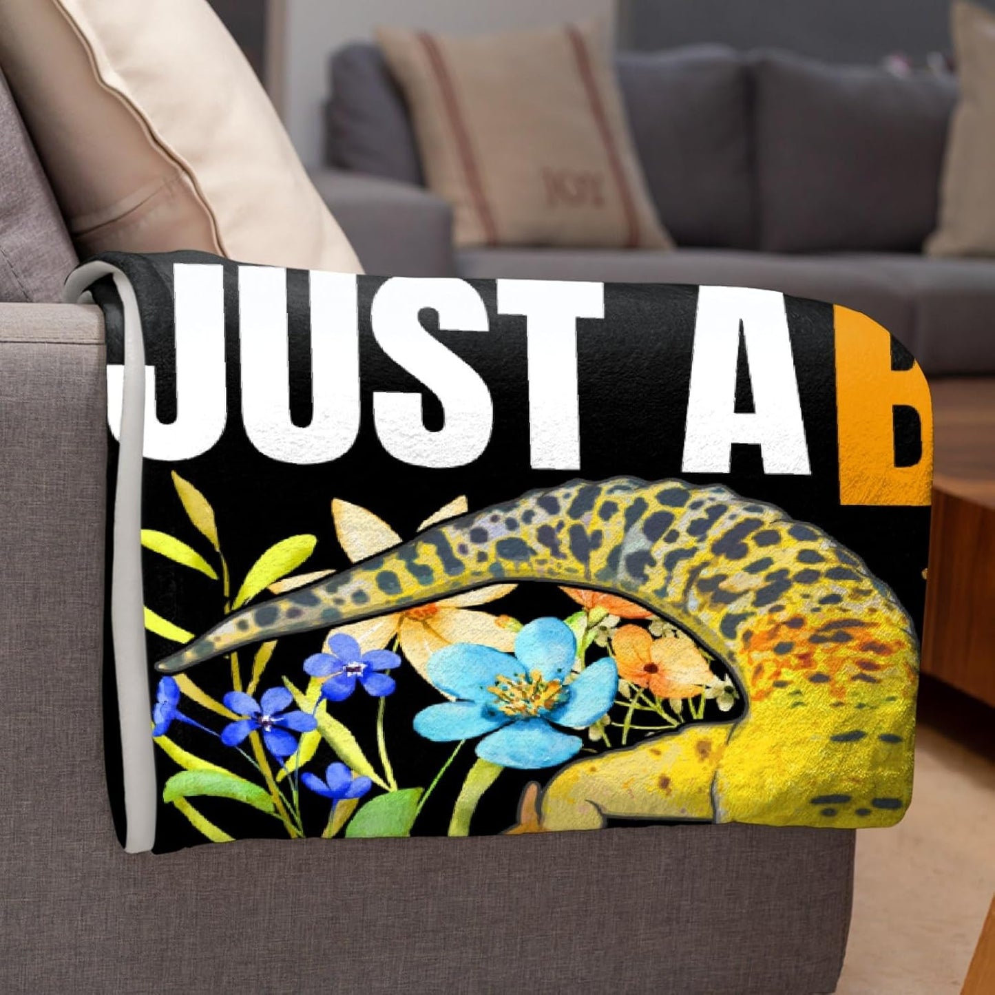 Geckos Blanket,Funny Reptile Animal Blanket,Just A Boy Who Loves Geckos Throw Blanket,Super Soft Leopard Gecko Flannel Blanket for Sofa Couch Bedroom,40"x50"-Kids/Throw Size