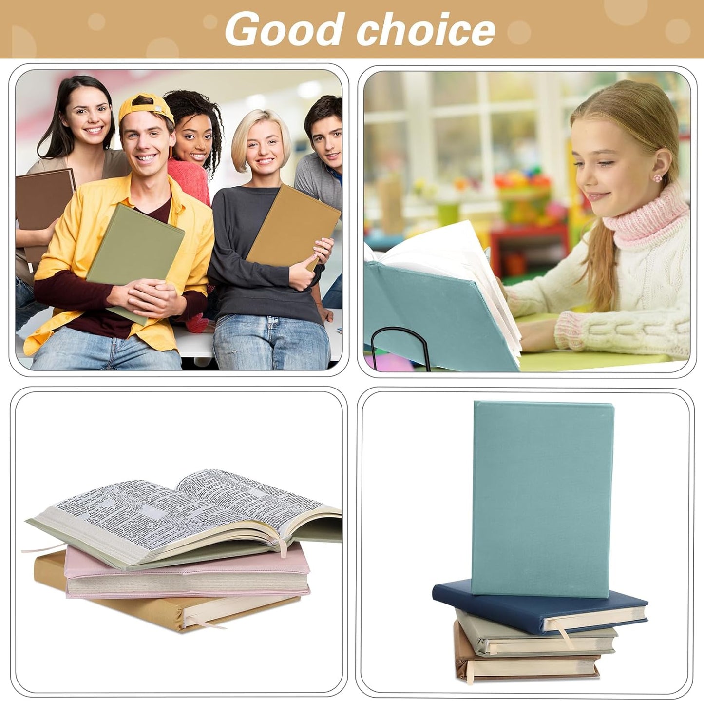 12 Pack Stretchable Book Covers, 7.09 x 12.99 Inch Washable Reusable Fabric Book Sleeve Covers Suitable for 6-9 Inch Hardcover Textbooks Notebook Protection(Textured Colors)