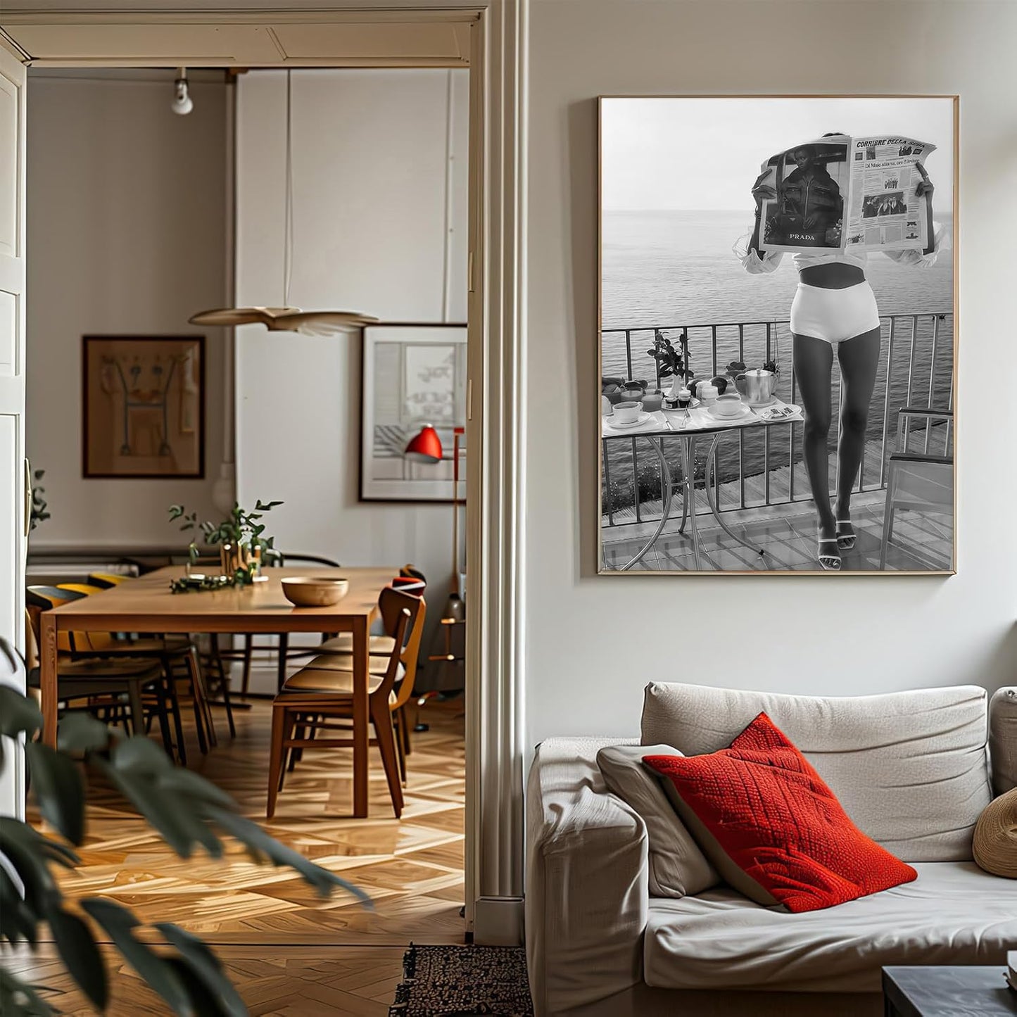Vintage Black And White Poster Fashion Apartment Wall Art Retro Women Wall Art Modern Feminine Woman Reading Newspaper Print 16x24 Inch UnFramed for Living Room Bedroom Dorm Office Bar Home Decor