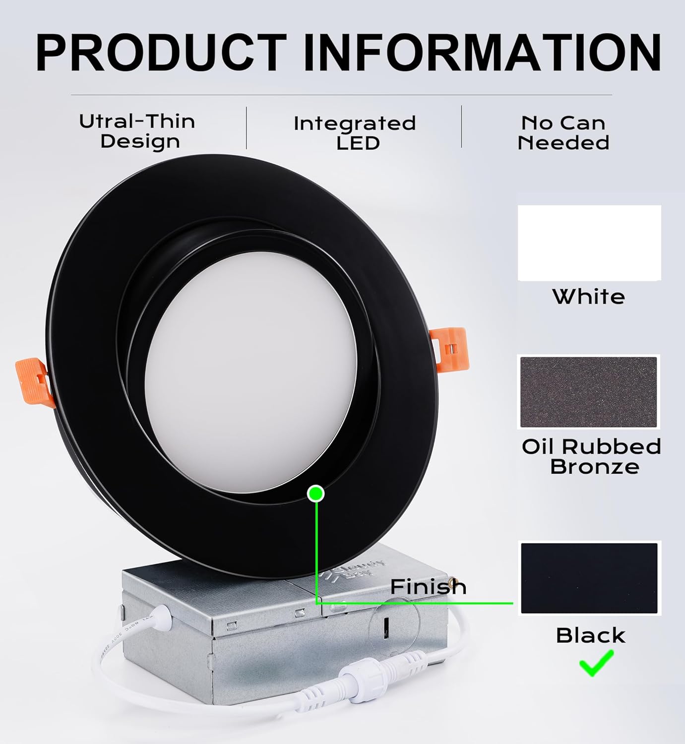 CLOUDY BAY [4 Pack] 6 inch Gimbal Smart WiFi LED Recessed Lights,RGBCW Color Changing,Compatible with Alexa and Google Home Assistant,No Hub Required,2700K-6500K,IC Rated,Black