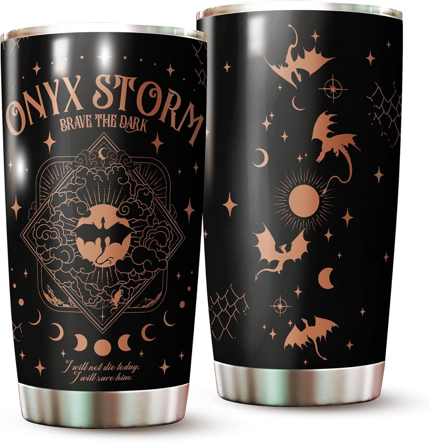 Basgiath Gifts - Storm Brave The Dark Tumblers - Fourth Dragon Rider Book Mug - Fantasy Bookworm Cup - Dragon Wing 20 Oz Tumbler - Onyx Gifts For Book Lovers on Christmas, Birthday