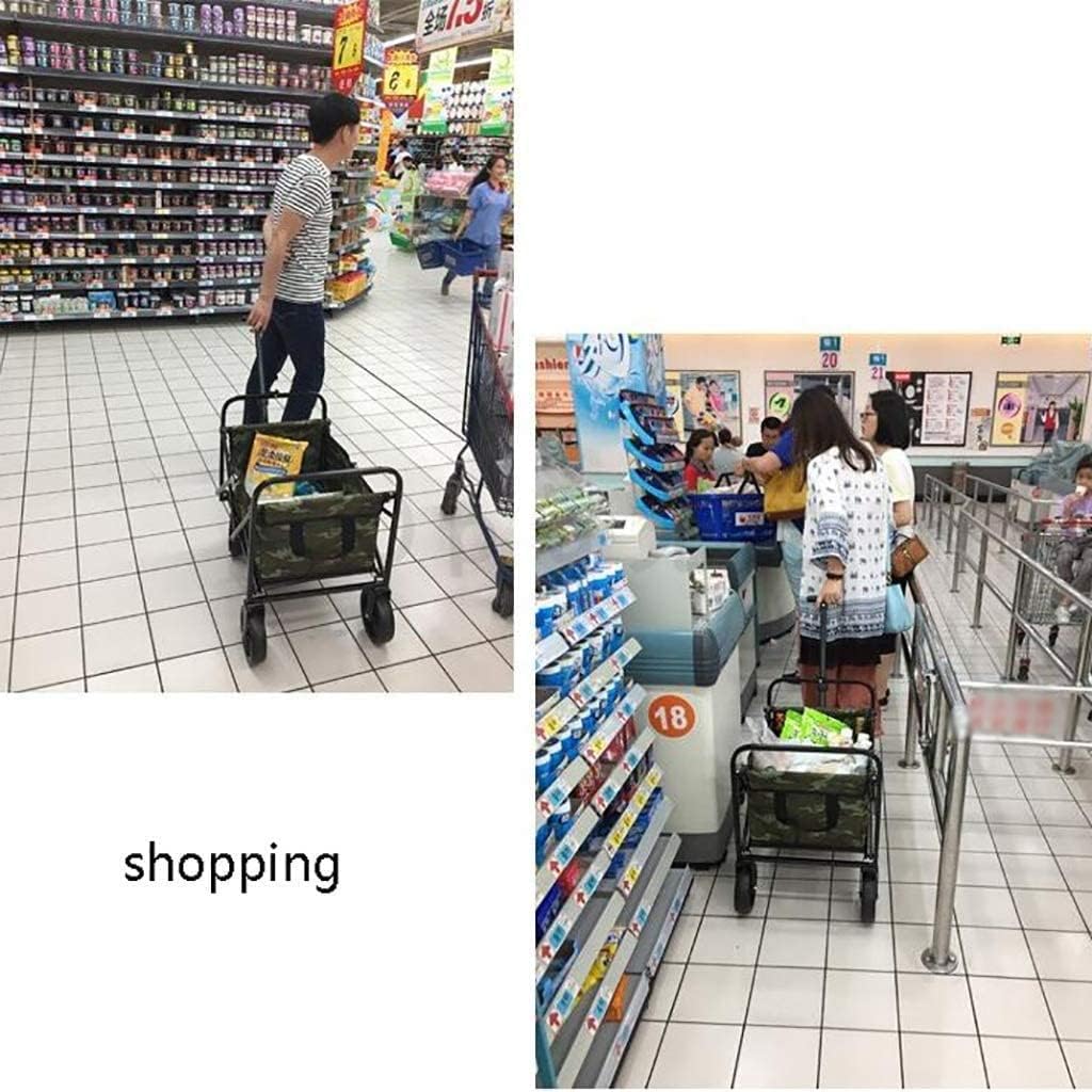 Outdoor Beach Wagon Household Folding Garden Troey Cart Heavy Duty Wagon Multi-Function ping Cart for Outdoor Camping Beach Supermarket Pu Truck (Color : Lake Blue)