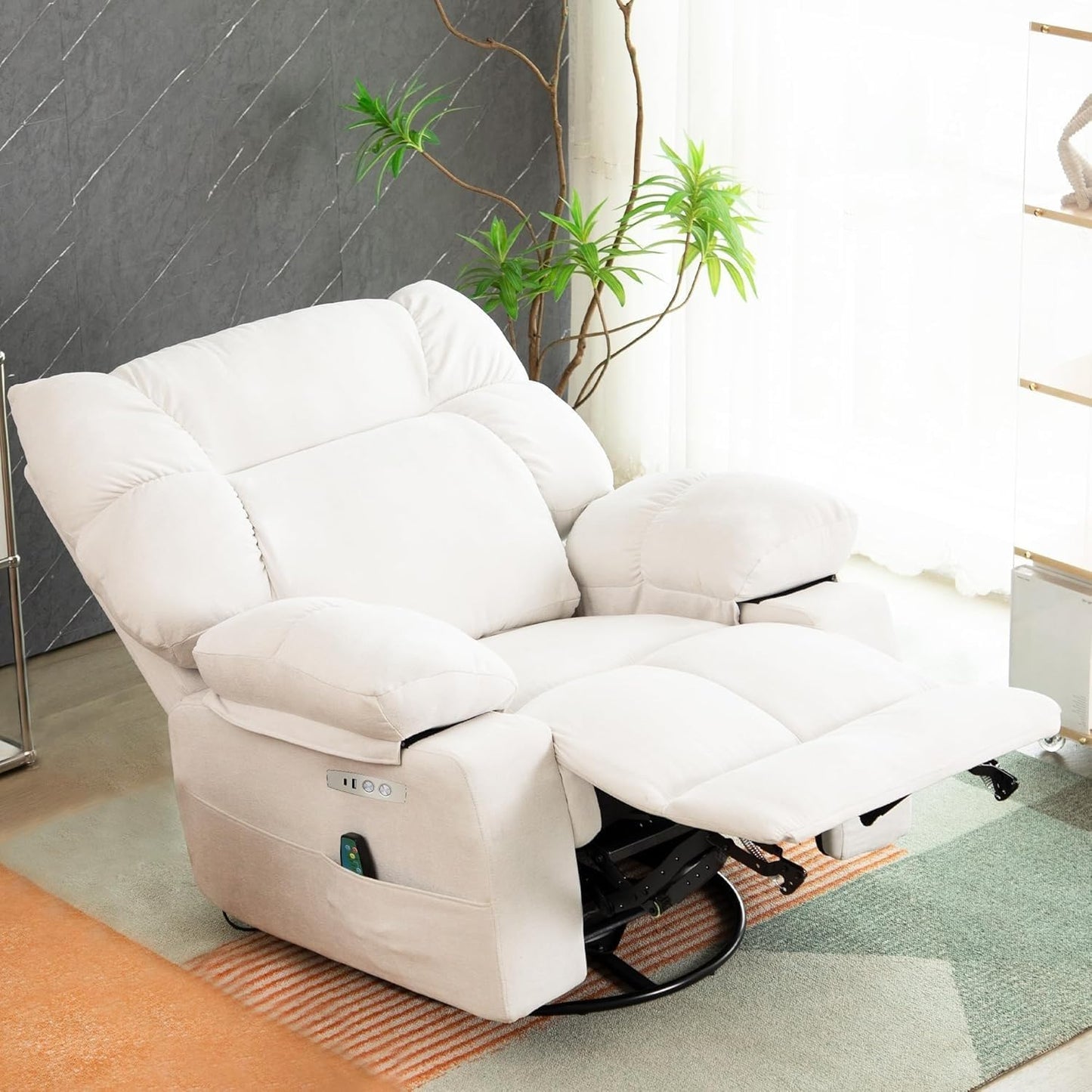 Power Recliner Chair with Massage and Lumbar Heating Adjustable Single Sofa with Remote Control Overstuffed Ergonomic Lounge Chairs for Living Room and Bedroom