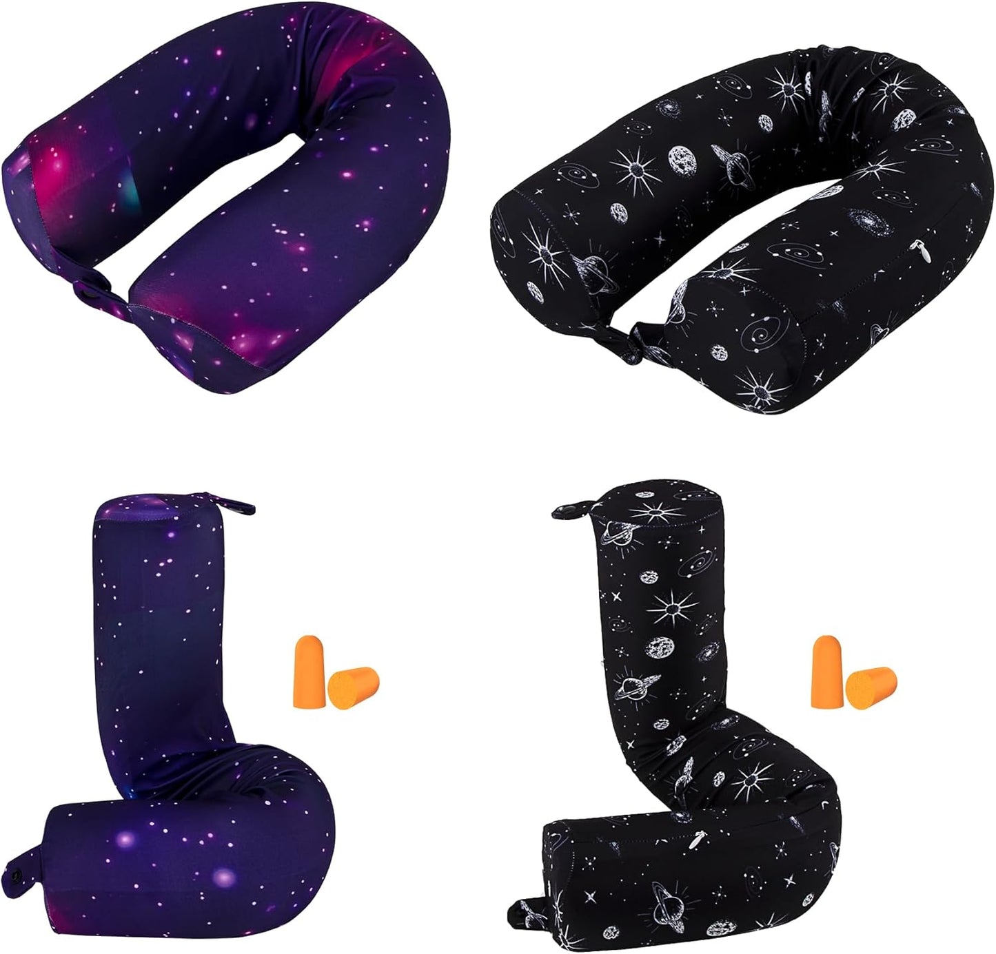 2 Pack Travel Pillow Twist Memory Foam Neck Support Adjustable Pillow for Airplane Train Bus or at Home-Neck Bendable Roll Pillow for Chin, Shoulder Pain Lumbar Rest Leg Support