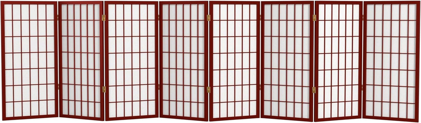 3 ft. Short Window Pane Shoji Screen - Rosewood - 8 Panels