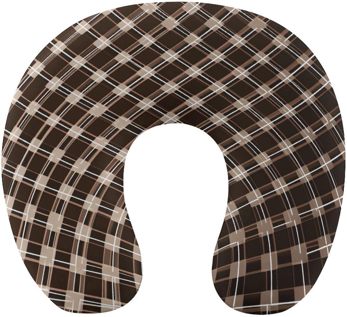 Brown and White Neck Pillow Memory Foam U Shaped Pillows Portable Pillows for Shoulder Travel Head Support Pillow with Concealed Zipper for Airplane Car Home Office
