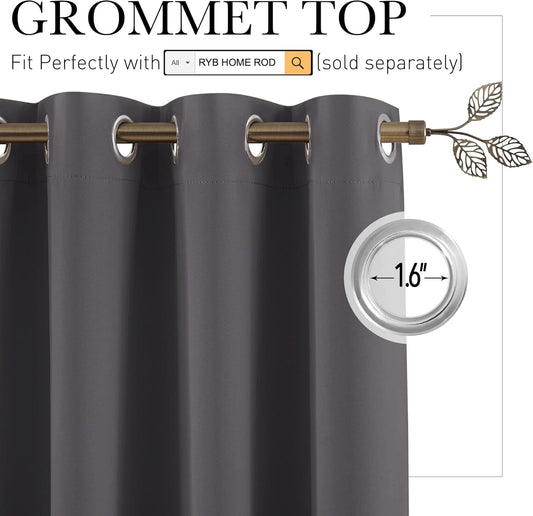 RYB HOME Blackout Room Divider Curtains Privacy Loft Screen Adjustable Ceiling to Floor Curtain & Drapes Partitions for Bedroom Dorm Doorway Bay Window, Wide 100 x Long 84, Grey, 1 Panel