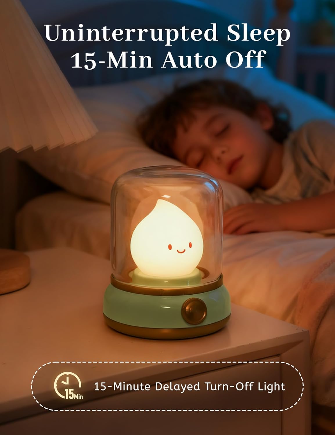 Chibi Flame Lamp, Sleep White Noise Machine Night Light,Waterproof Shower Lamp5 White Noise with 4 Level Volume Adjustment, Rechargeable Lamp,Decor,Gift for Girls