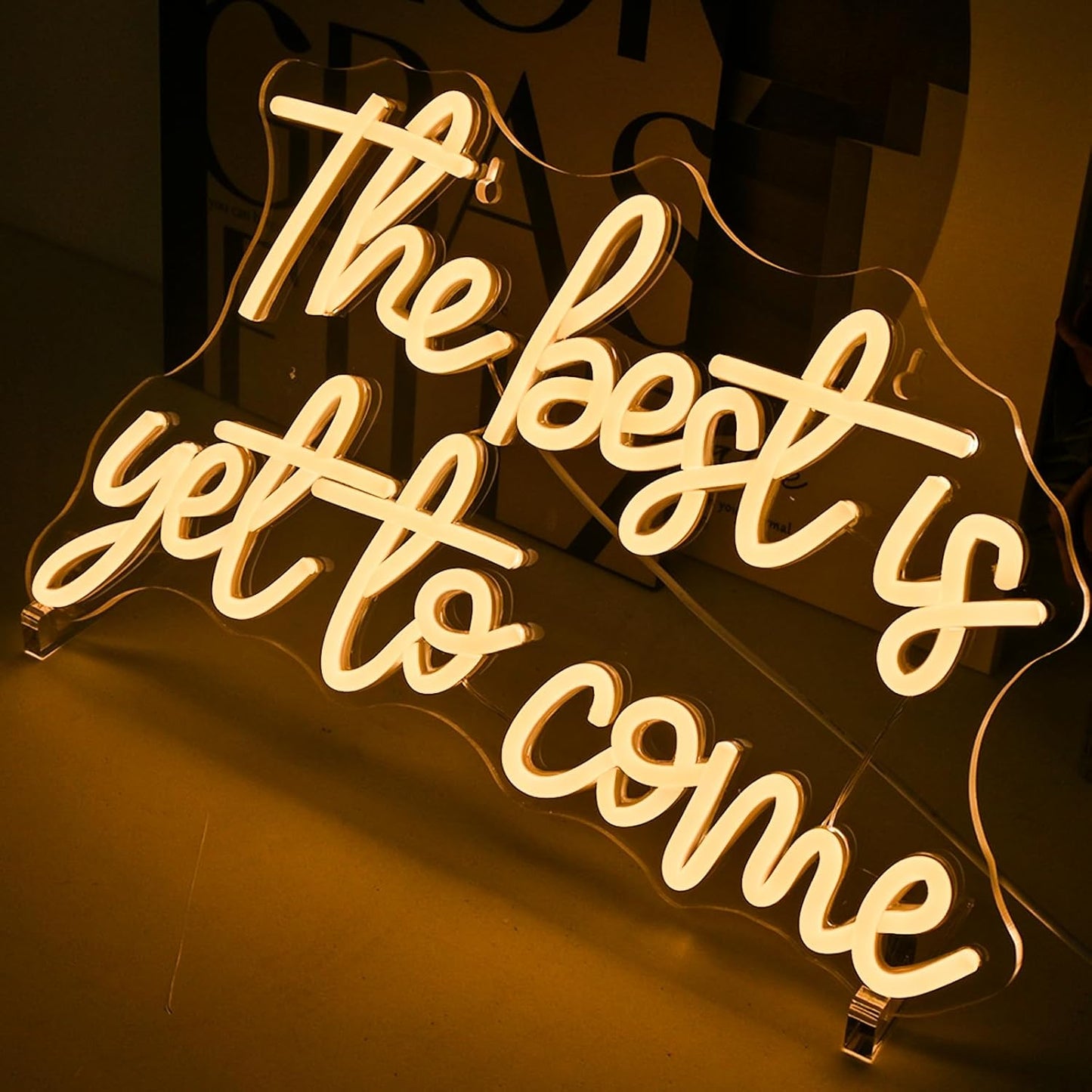 The Best Is Yet to Come Neon Sign Warm White Letter Led Neon Lights for Wall Decor Usb Word Light Up Signs for Bedroom Home Bar Classroom Graduation Ceremony Wedding Birthday Party Kids Room Teens Gifts