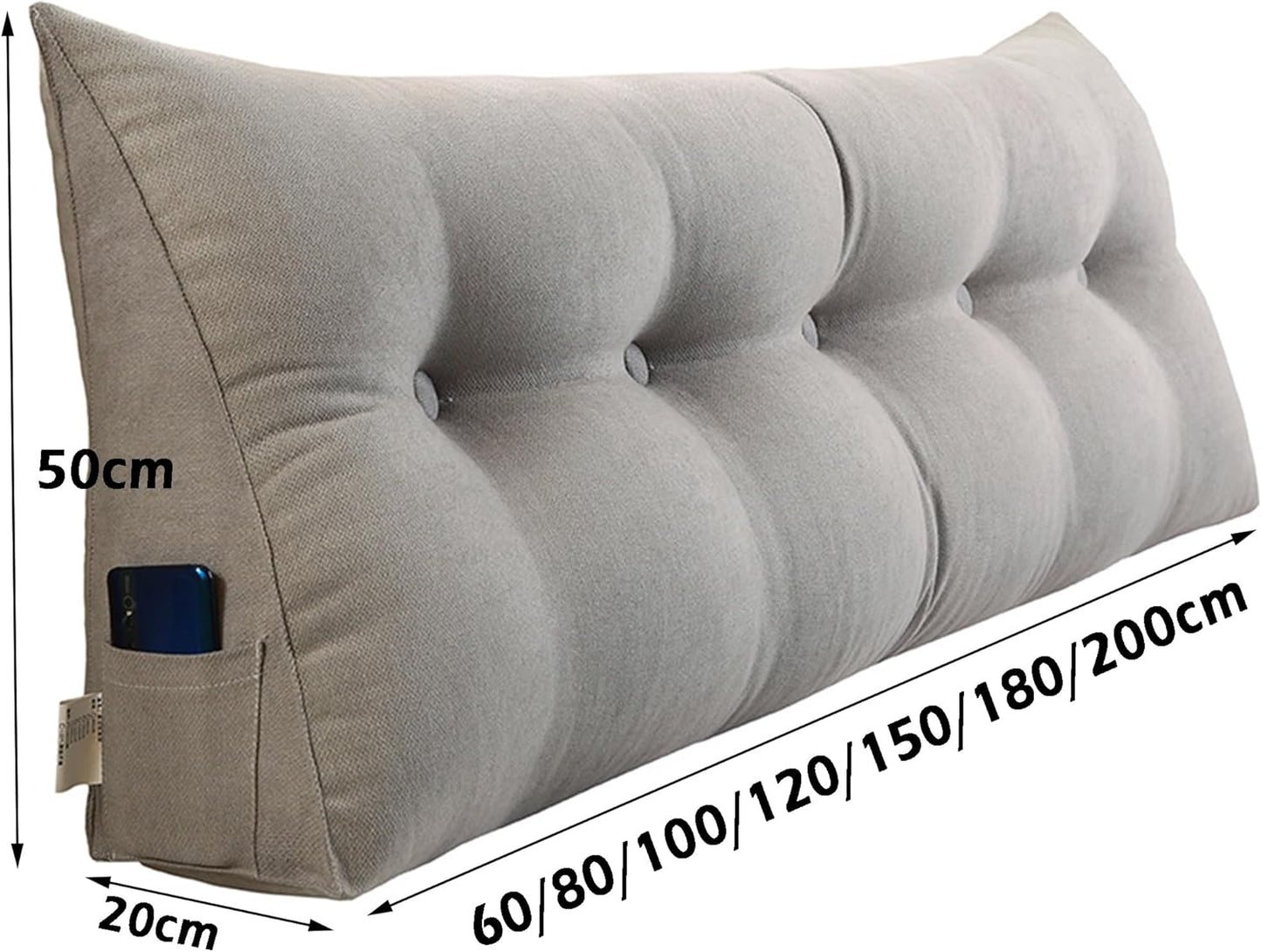 Beige Headboard Lumbar Pillow for Bay Window & Sofa, 60x50x20cm Back Support Cushion, Ideal Bed Headrest & Tatami Backrest for Bedroom Comfort (Blue1 100 * 50 * 20cm)