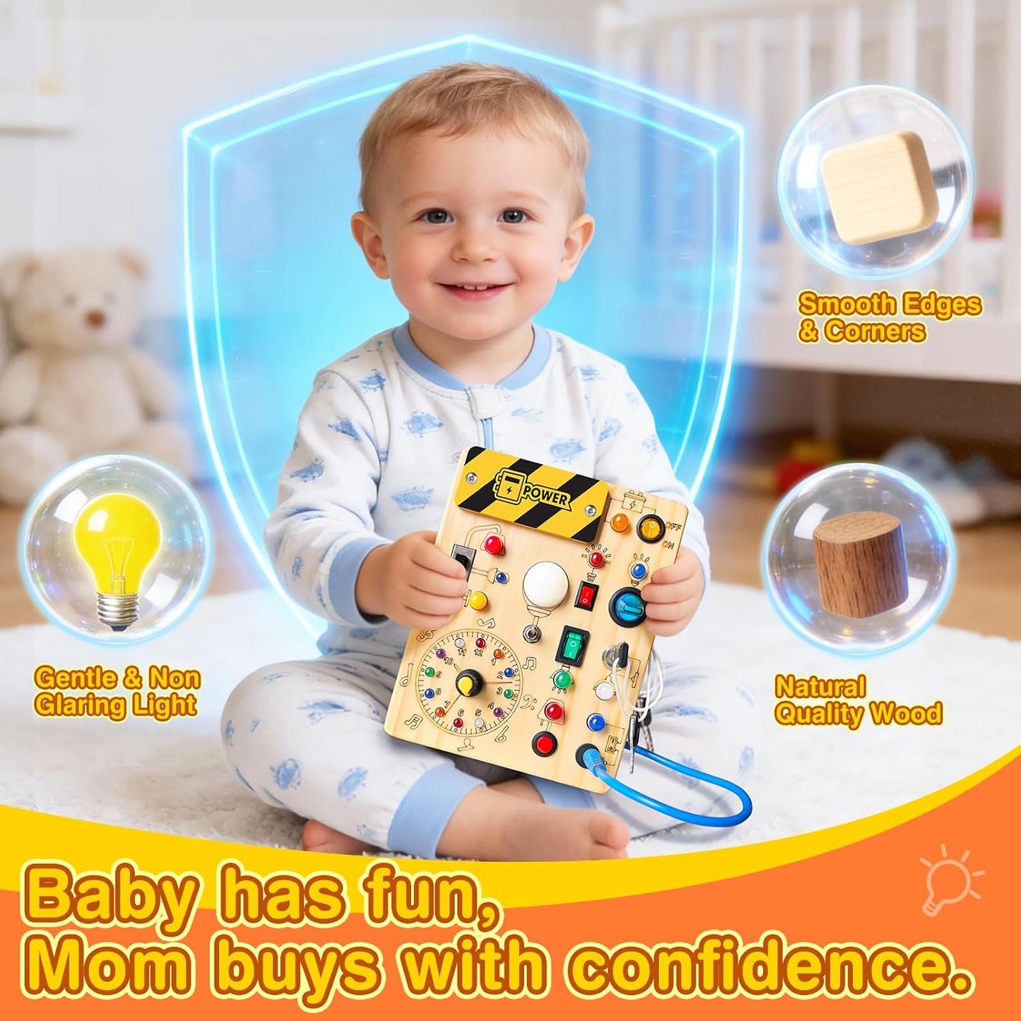 Busy Board for Toddlers - Montessori Educational Toy for 1-3 Year Old Boys & Girls | Travel-Friendly Sensory Learning Activity | Ideal for Kids with Autism(Clocks Busy Board)