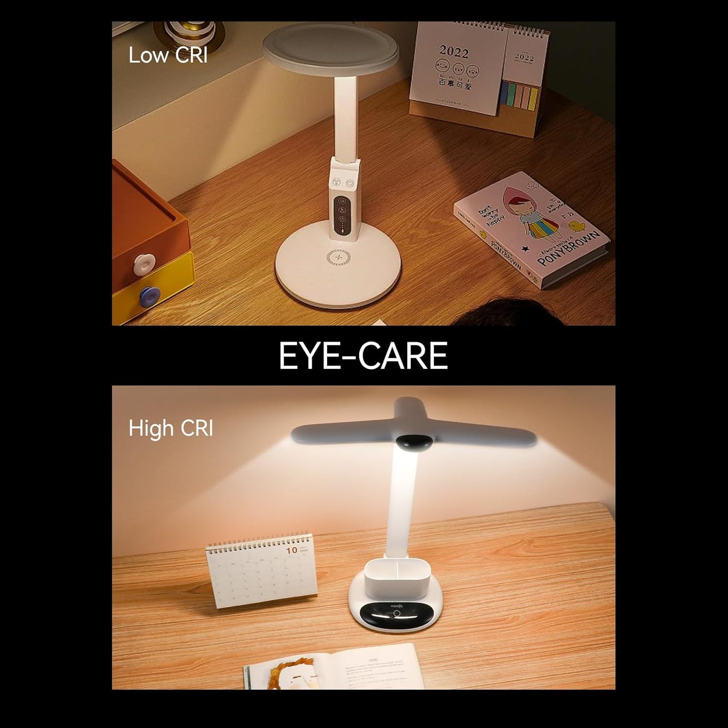 VAVOFO Eye-Caring Wireless Desk Lamp 6785 - Touch Control, 2700-7000K Color Temperature, 700 Lumens, Dual-Head Design, Pen Holder, USB-C Charging, 2400mAh Battery, 2.5hrs Wireless Use (White)