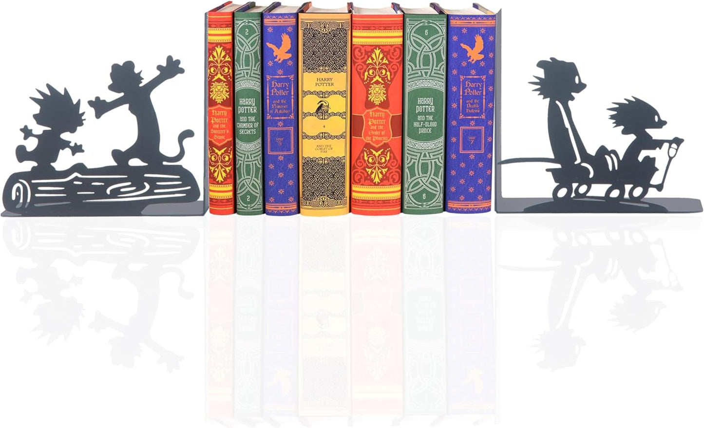 Calvin and Hobbes Bookend, Decorative Metal Book End with Cartoon Characters, Cartoon Book Supports for Kids Room, Super Heroes Book Stands, Gift for Kids, Best Gift