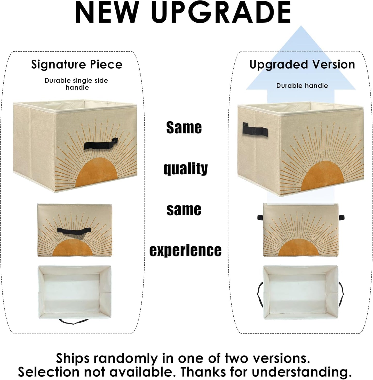 Knibeo Boho Sunshine Fabric Storage Bins for Shelves Closet, Abstract Mid Century Modern Boho Sun Sunrise Minimalist Collapsible Cube Baskets Organizer for Clothes Books Toys