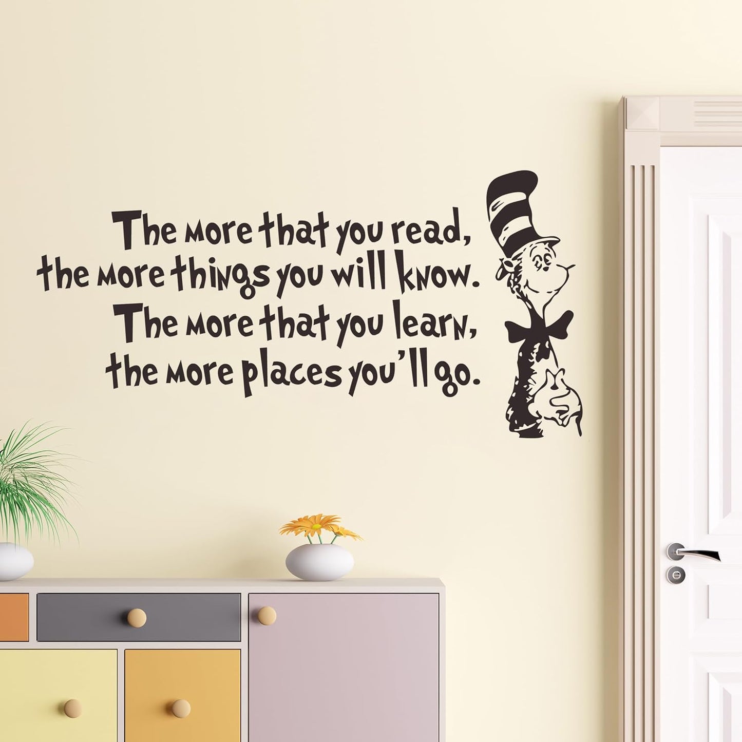 Removable Vinyl Black The More That You Read, The More Things You Will Know Inspirational Education Wall Decals Stickers Decor for Kids Bedroom Living Room Classroom Offices