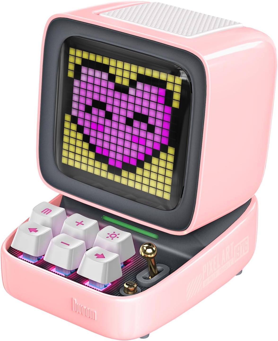 Divoom Ditoo Retro Pixel Art Game Bluetooth Speaker with 16X16 LED App Controlled Front Screen (Pink)