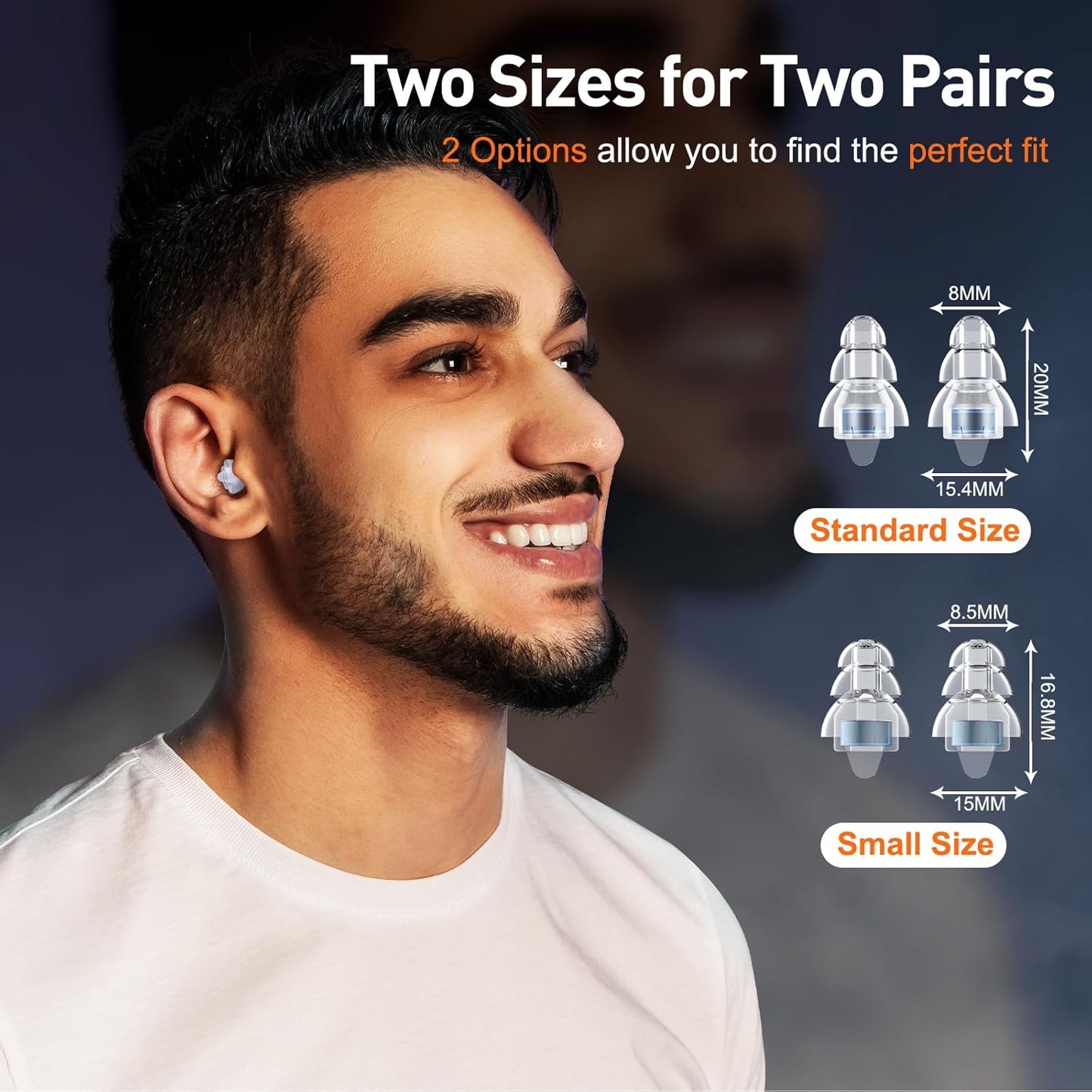 High Fidelity Concert Ear Plugs, Noise Cancelling Silicone Ear Plugs 2 Pairs Great for Concerts Loud Music, Musicians, Motorcycles, Airplanes, Raves, Hearing Protection -23 dB