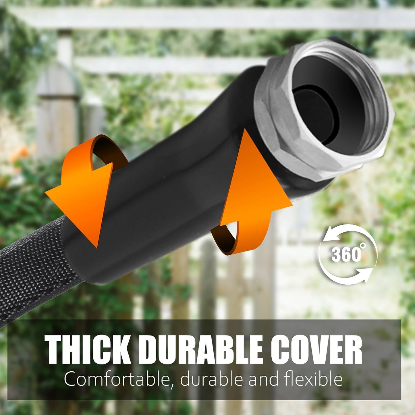 Relxitl Garden Hose 100feet, Water Hose with 10 Function Hose Nozzle, NON-Expandable Hose, Tough & Flexible, Lightweight, Crush Resistant Fittings, Kink & Tangle Free, Rust Proof for Watering
