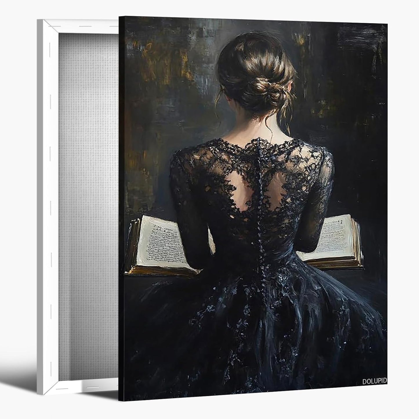 Dark Academia Wall Art Print, Vintage Victorian Woman Portrait Oil Painting Reading in Book Library Reading Room Poster, Aesthetic Bookish Painting, Moody Wall Decor, Book Lover Gift, 8x10inch Framed