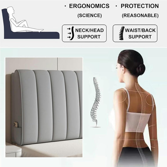 AMNOOL Wipeable Wall Mounted Pillowboard Headboard Cushion Large Bed Backrest Bed Rest Pillow Neck Lumbar Support Pad Home Dorm Daybed Tatami Cushion