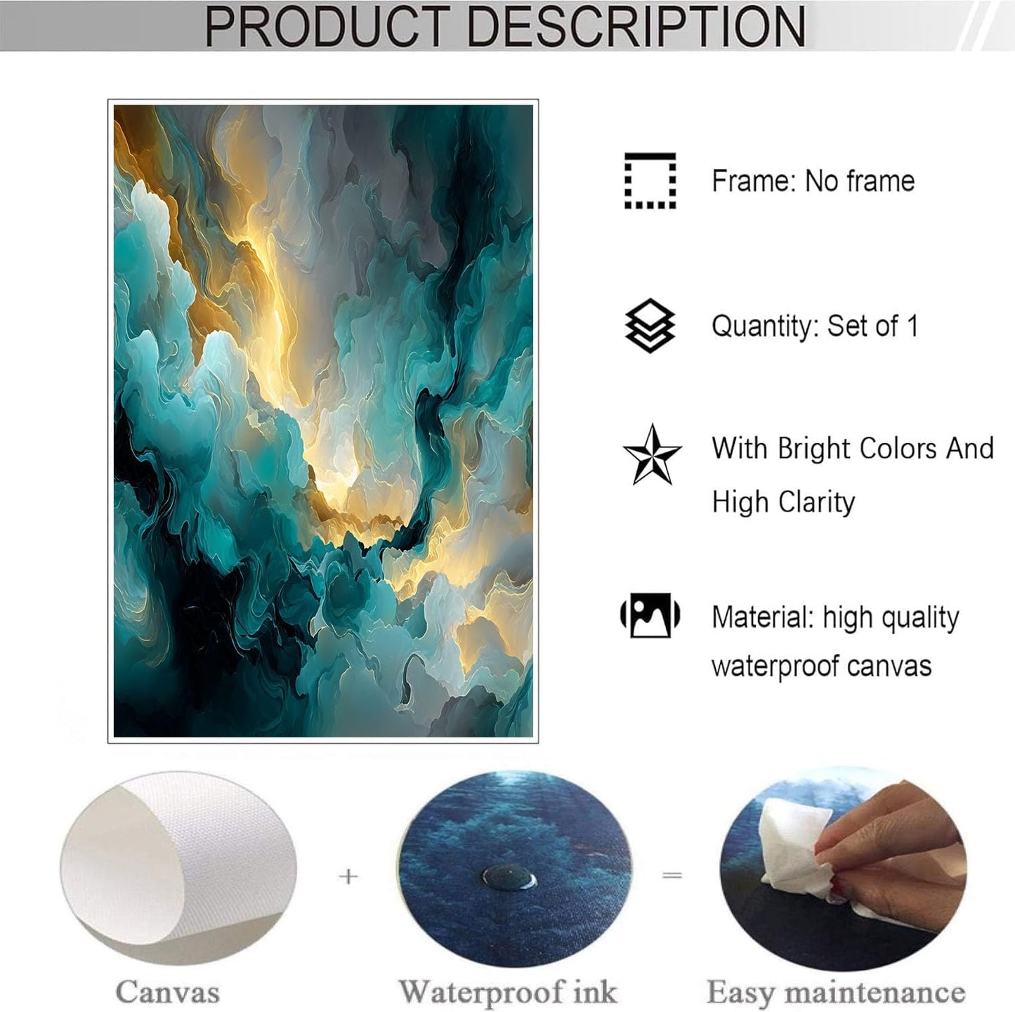 GDJSMIN Abstract Art Scene Wall Art, Dream Cloud Pattern Poster for Reading Room Living Room Decor 16x 24 inch Unframed