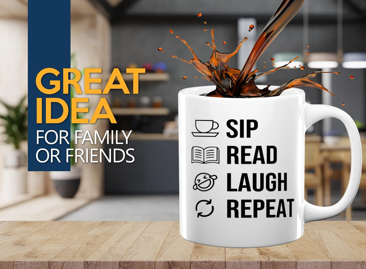 Book Lover Coffee Mug 11oz White -SIP Read Laugh - Bookworm Literature Library Book Lover Reader Booked Editor Intellectual Studious