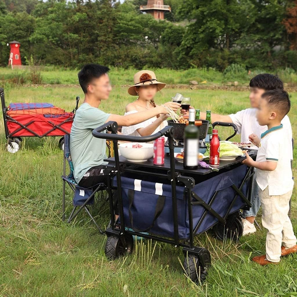 Outdoor Folding Utility Wagon Folding Camping Cart 4 Wheeled Trolley Outdoor Heavy Duty Beach Cart for Garden Fishing Load-Bearing 85kg/187lbs (Color : Style 6) (Style 1)