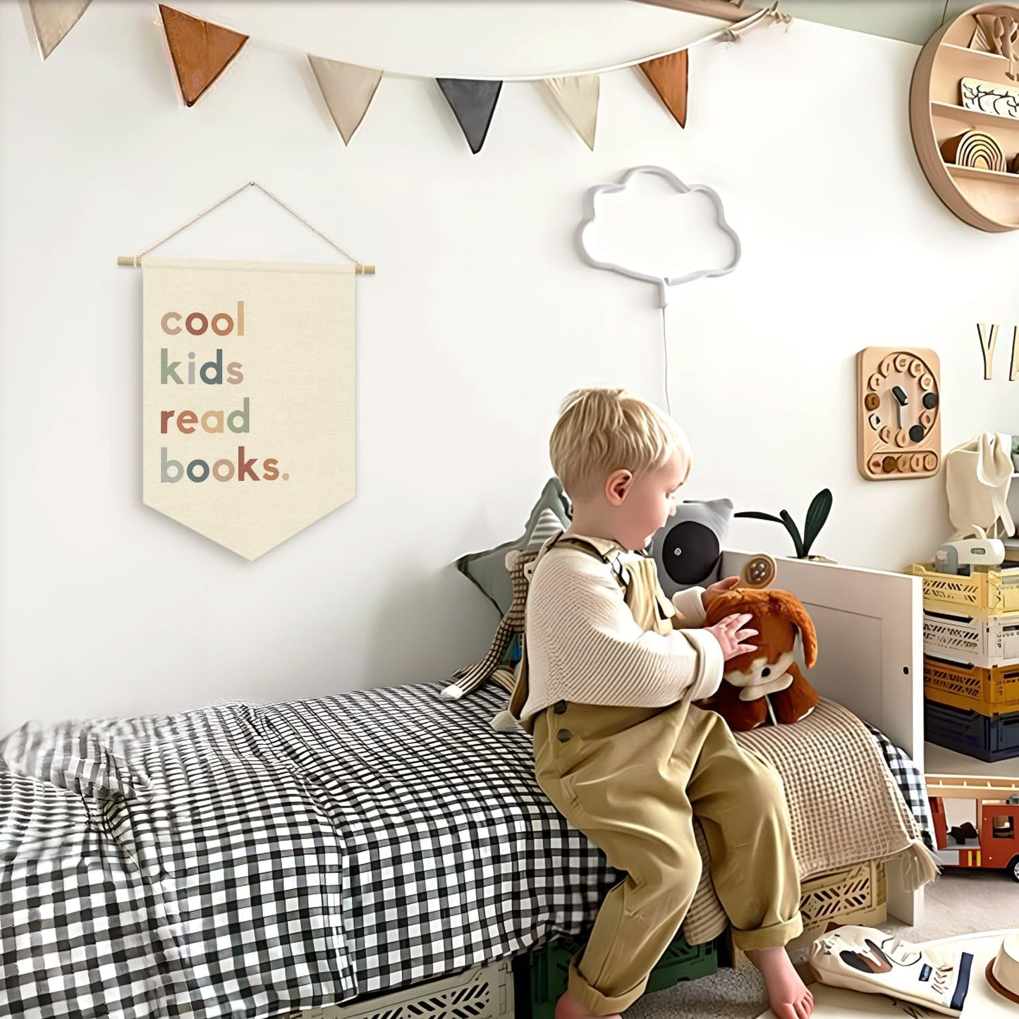 Cool Kids Read Books Wall Hanging Banner, Boho Classroom Decor Read Corner Pennant Flag Wall Decor, Book Lover Gift, Playroom Reading Book