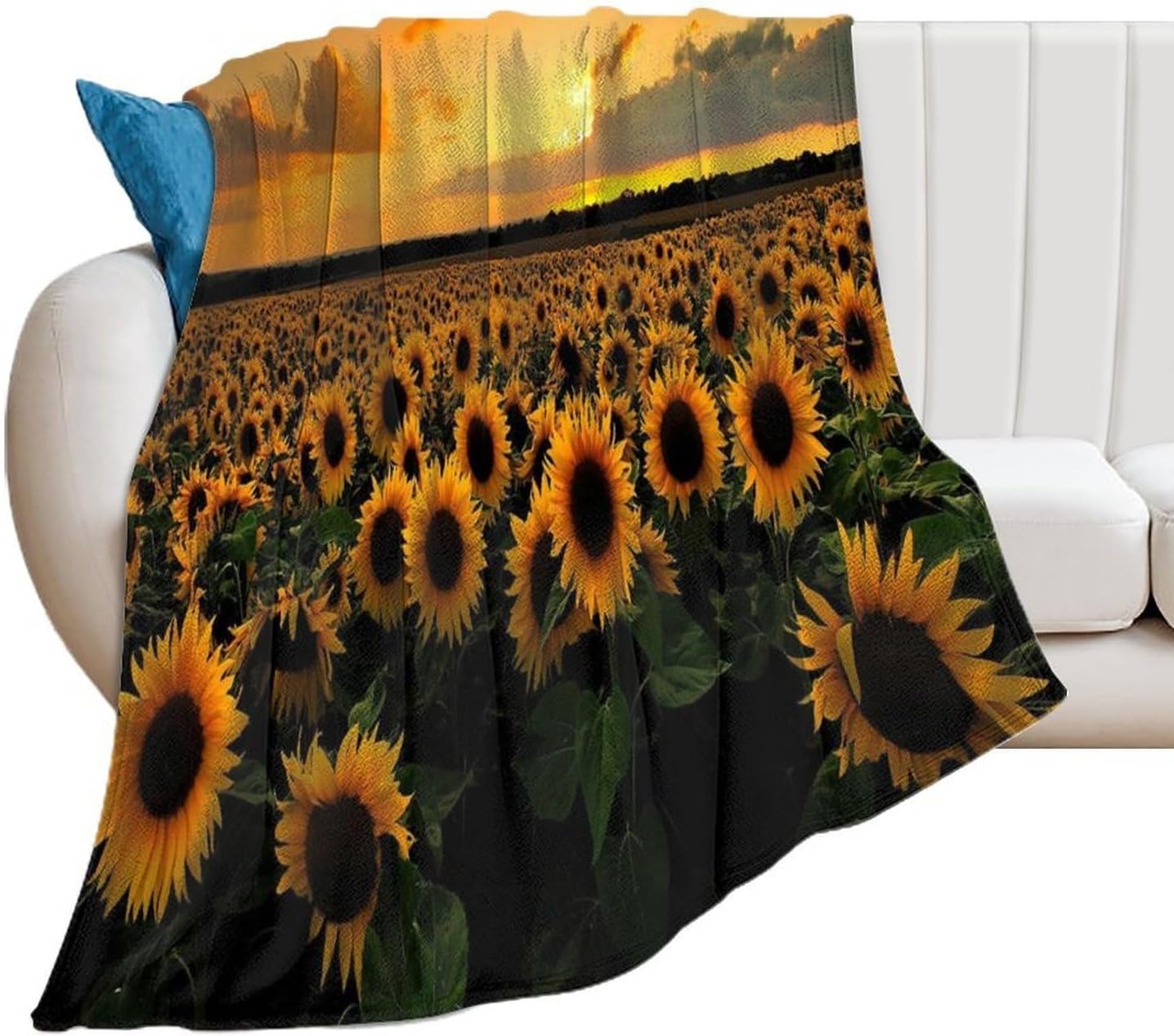 Sunflowers Sea Throw Blanket for Couch Super Soft Warm Lightweight Throw Blankets Cozy Flannel Bed Blanket Cute Decorative Blankets for All Seasons Home Decor Gift 40"*50" （100 * 130cm）