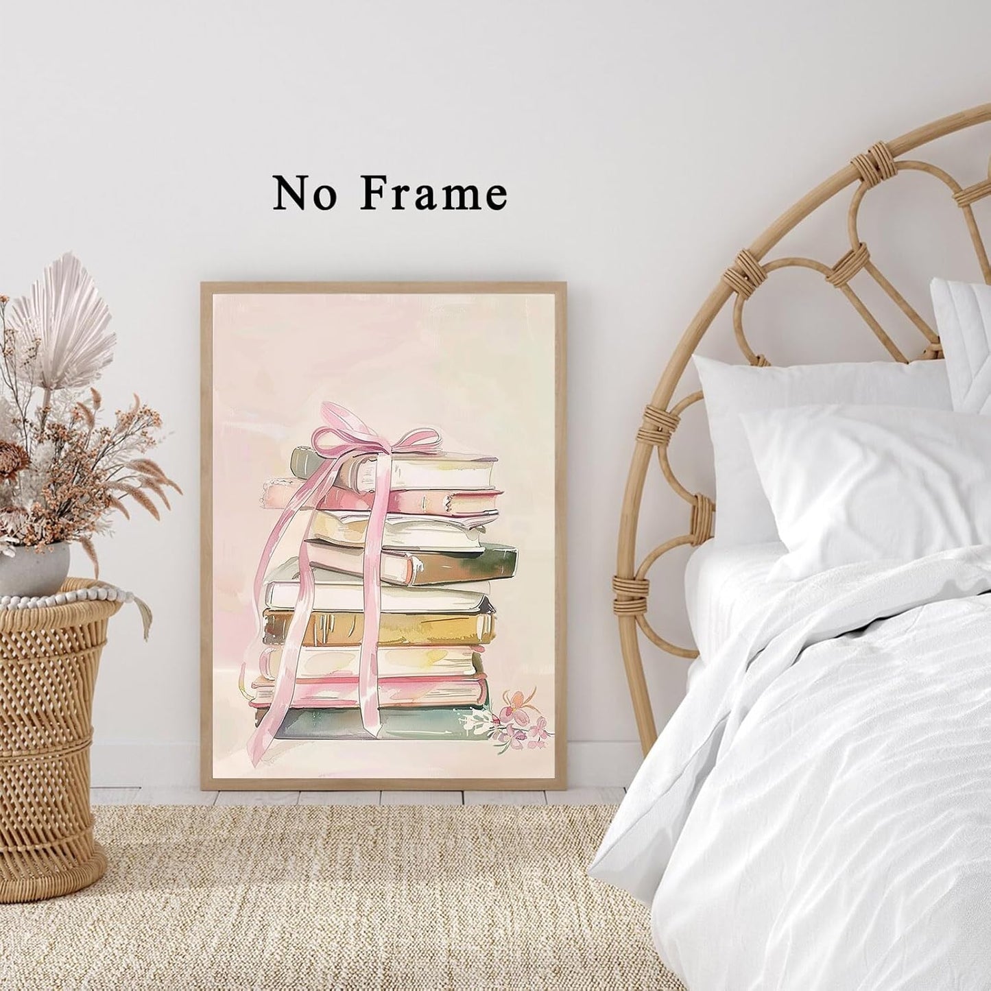 Books Canvas Wall Art Aesthetic Book Poster Abstract Book Wall Art Watercolor Aesthetic Paintings Pink Book Wall Art Reading Poster Inspirational Poster Modern Pink Flower Poster 16x24inch Frameless