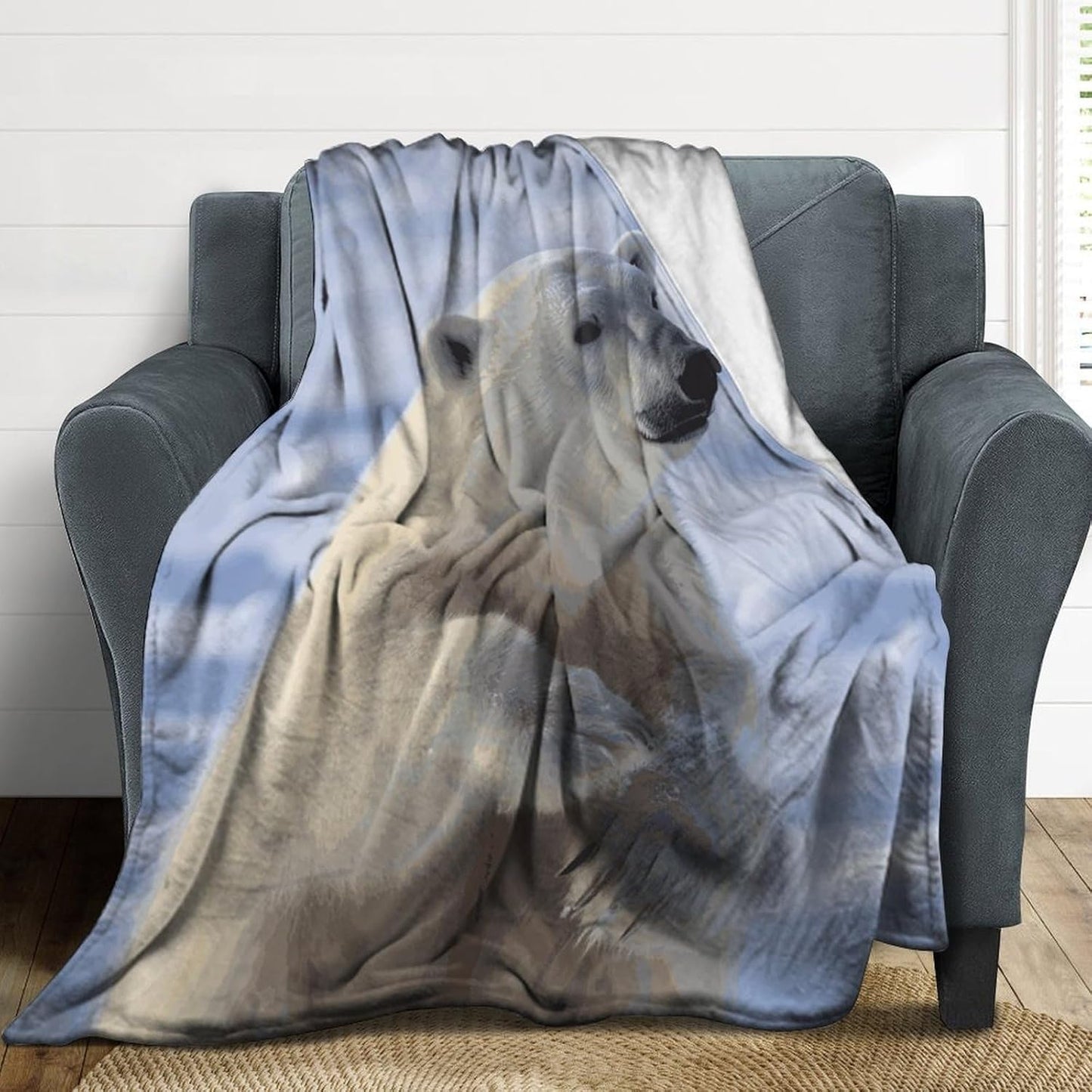 Polar Bear Blanket Super Soft Lightweight Throw Blanket Cute Cozy Warm Bed Blanket Decorative Fuzzy Blanket All-Season Home Decor Gift for Sofa Couch Living Room 30"*40"（76 * 100cm）